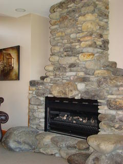 Indoor Stone Fireplace